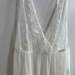 Romantic White Lace Chemise with Empire Waist